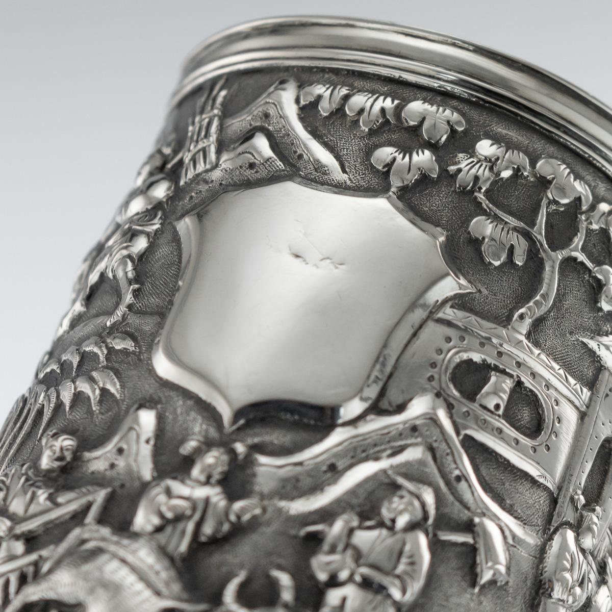 19th Century Chinese Export Solid Silver Dragon Mug, Luen Wo, circa 1890 6