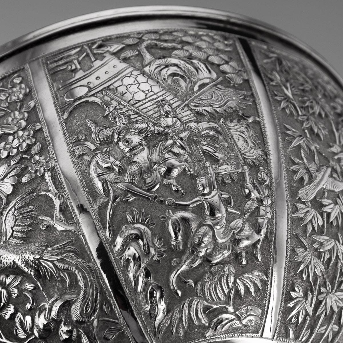 19th Century Chinese Export Solid Silver Finger Bowl & Plate, Wang Hing, c. 1880 For Sale 8