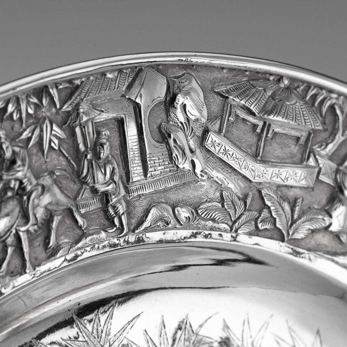 19th Century Chinese Export Solid Silver Finger Bowl & Plate, Wang Hing, c. 1880 For Sale 10