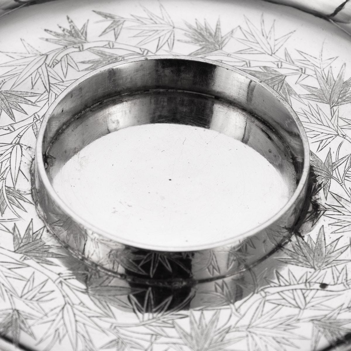 19th Century Chinese Export Solid Silver Finger Bowl & Plate, Wang Hing, c. 1880 For Sale 14