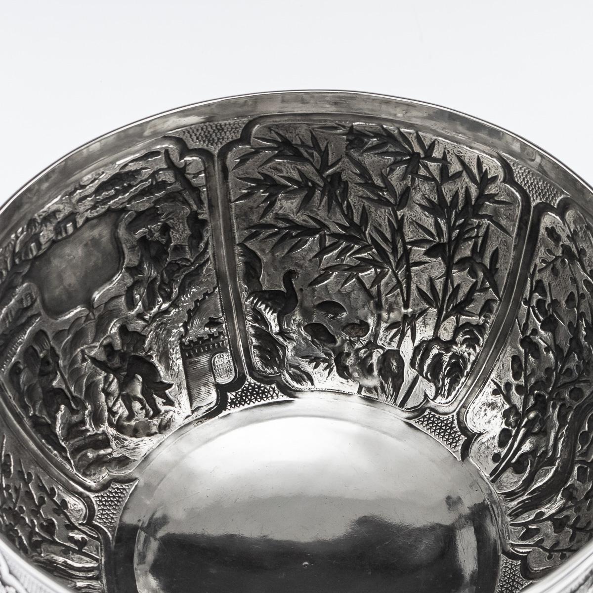 19th Century Chinese Export Solid Silver Fruit Bowl, Wang Hing, circa 1880 16