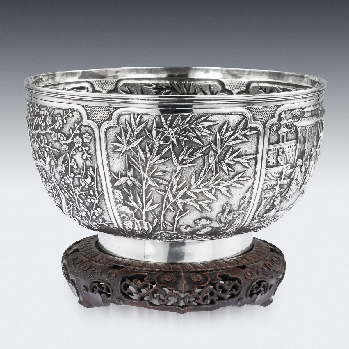 19th Century Chinese Export Solid Silver Fruit Bowl, Wang Hing, circa 1880 2