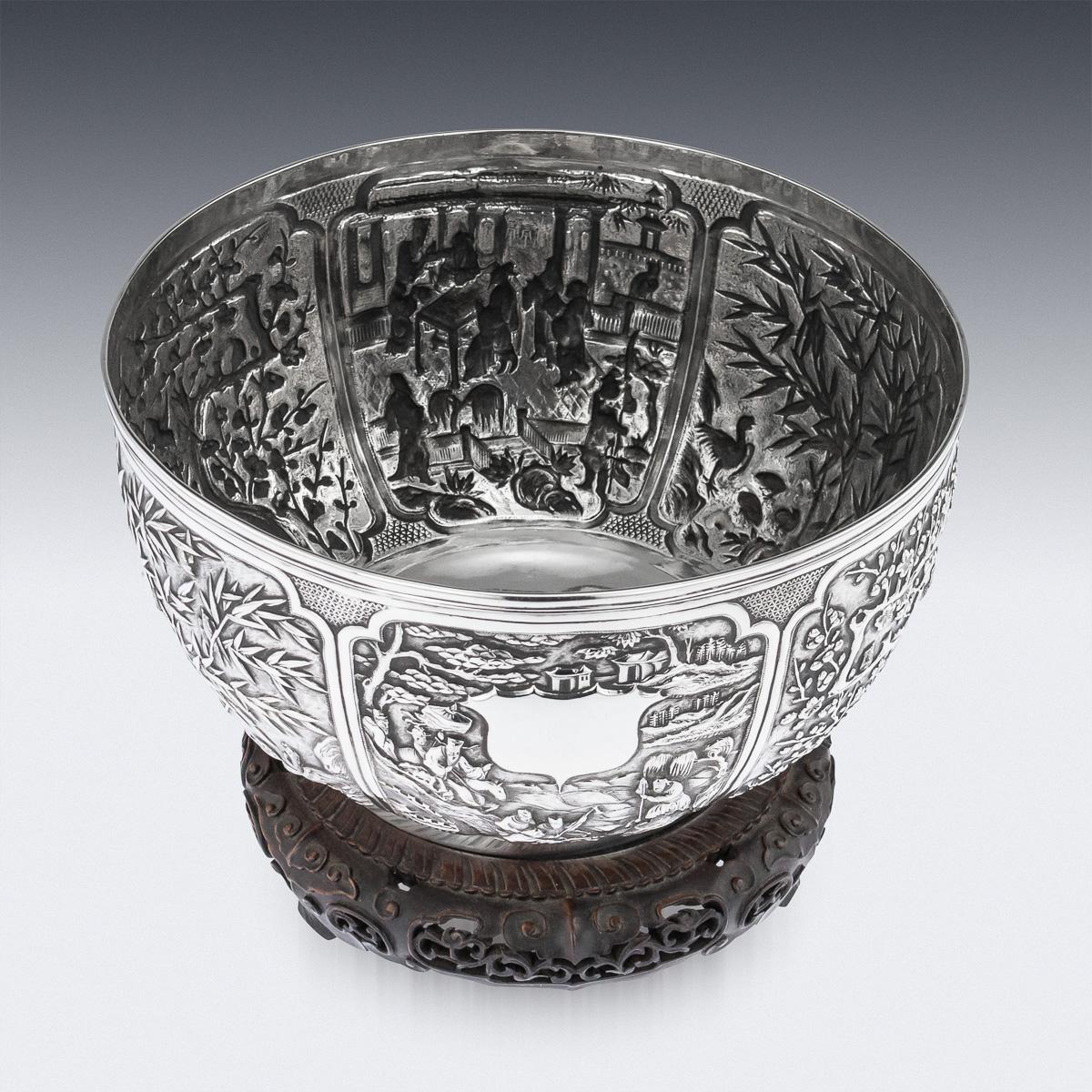 19th Century Chinese Export Solid Silver Fruit Bowl, Wang Hing, circa 1880 4