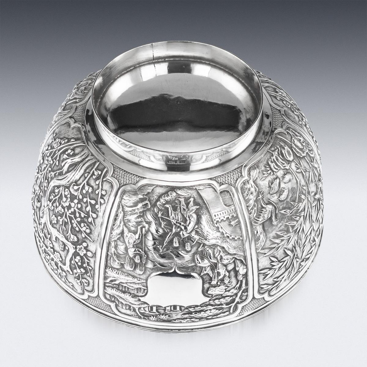 19th Century Chinese Export Solid Silver Fruit Bowl, Wang Hing, circa 1880 6