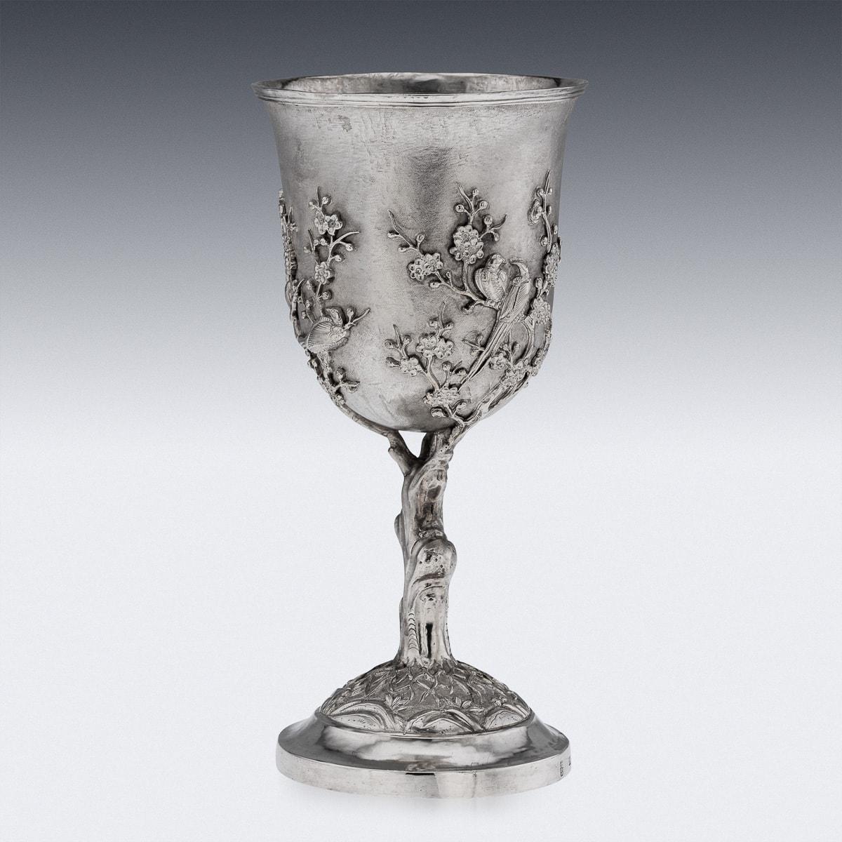 19th Century Chinese Export Solid Silver Goblet, Cumshing, c.1850 In Good Condition For Sale In Royal Tunbridge Wells, Kent