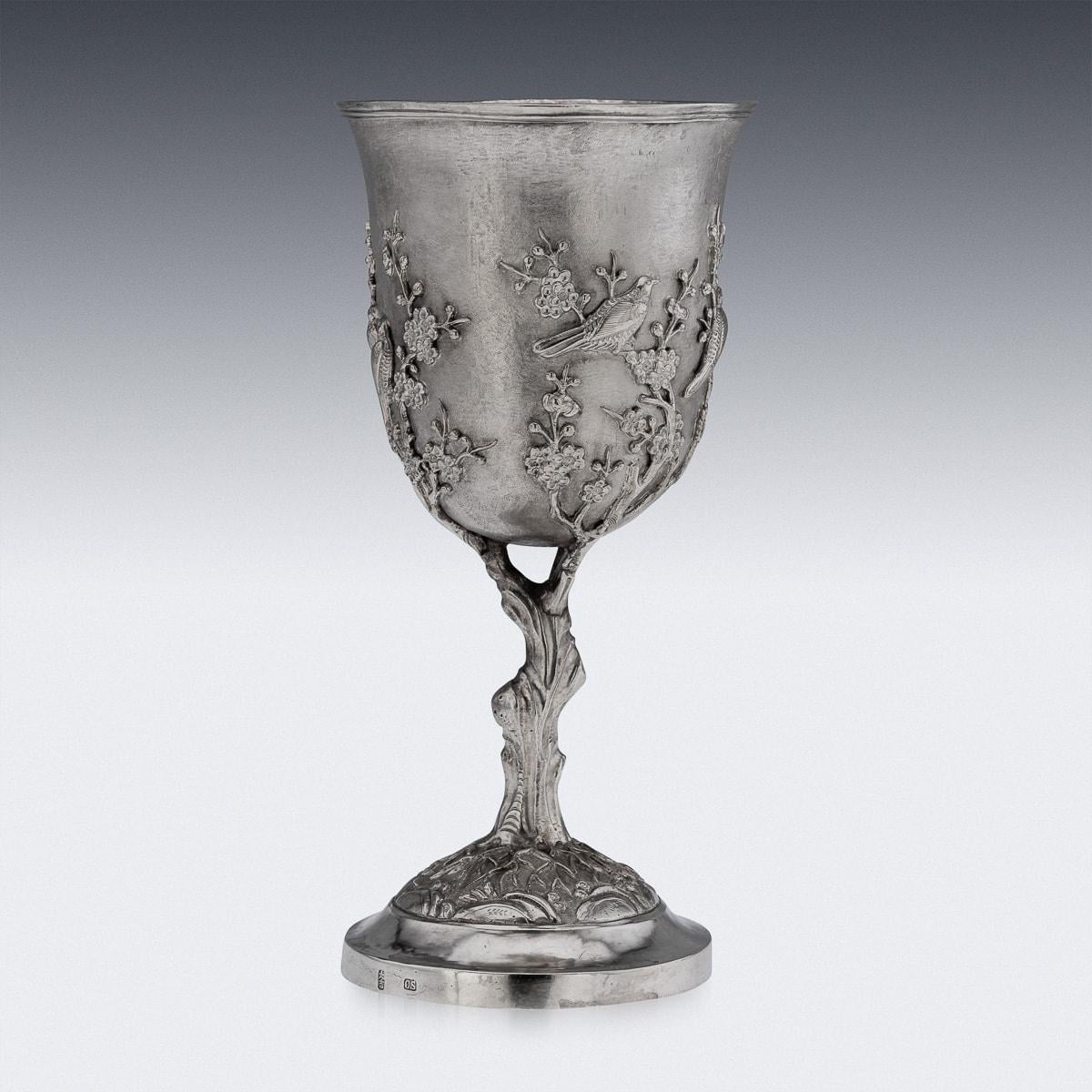 19th Century Chinese Export Solid Silver Goblet, Cumshing, c.1850 For Sale 1
