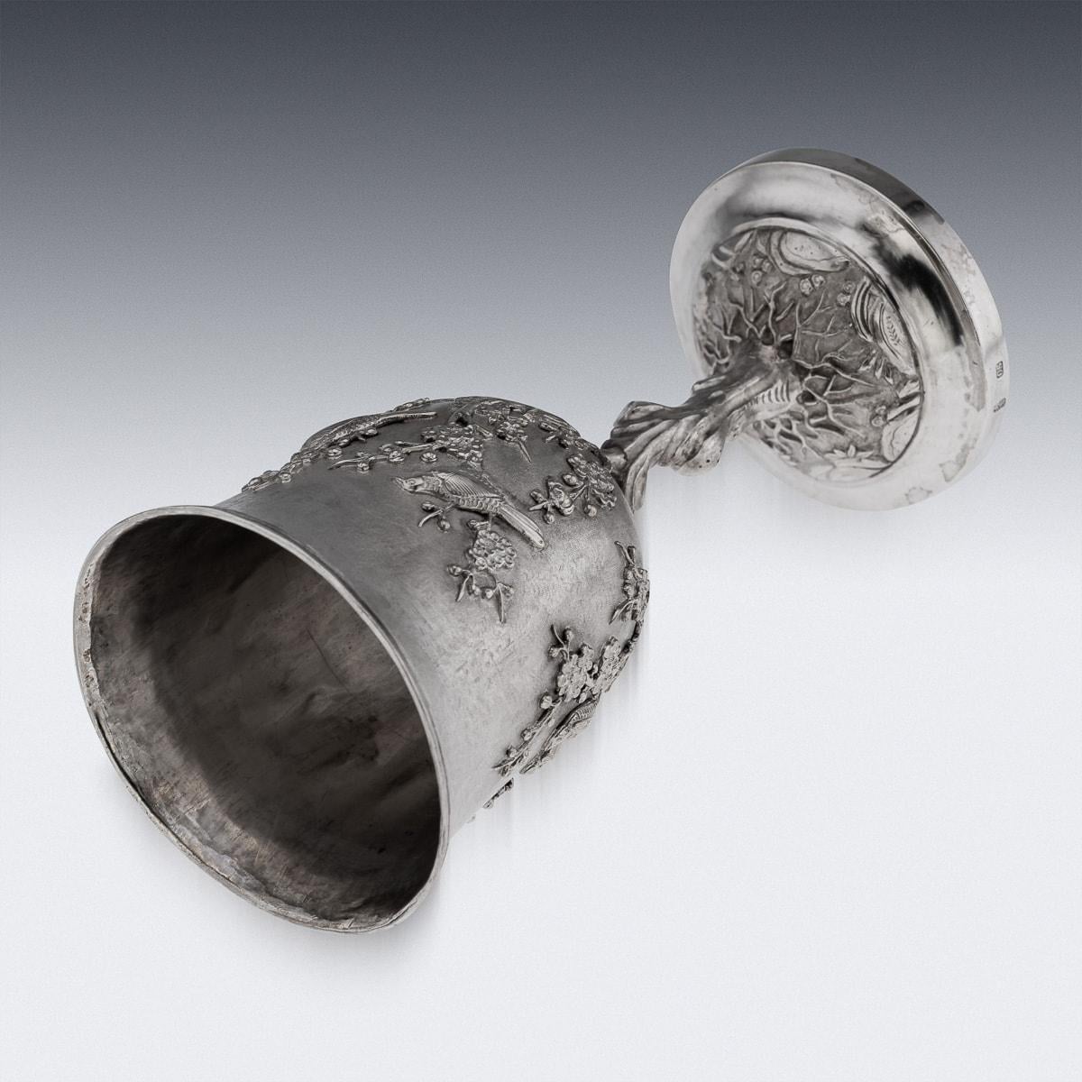 19th Century Chinese Export Solid Silver Goblet, Cumshing, c.1850 2