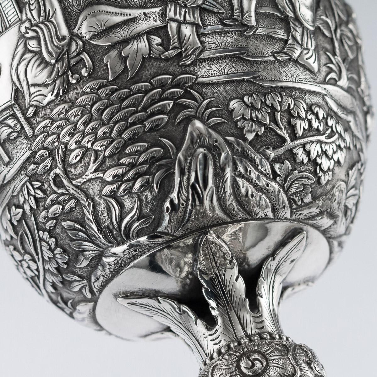 19th Century Chinese Export Solid Silver Goblet, Hoaching, circa 1870 6