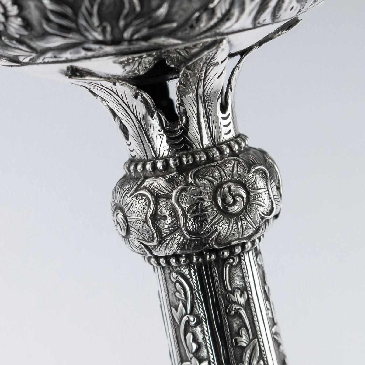 19th Century Chinese Export Solid Silver Goblet, Hoaching, circa 1870 7