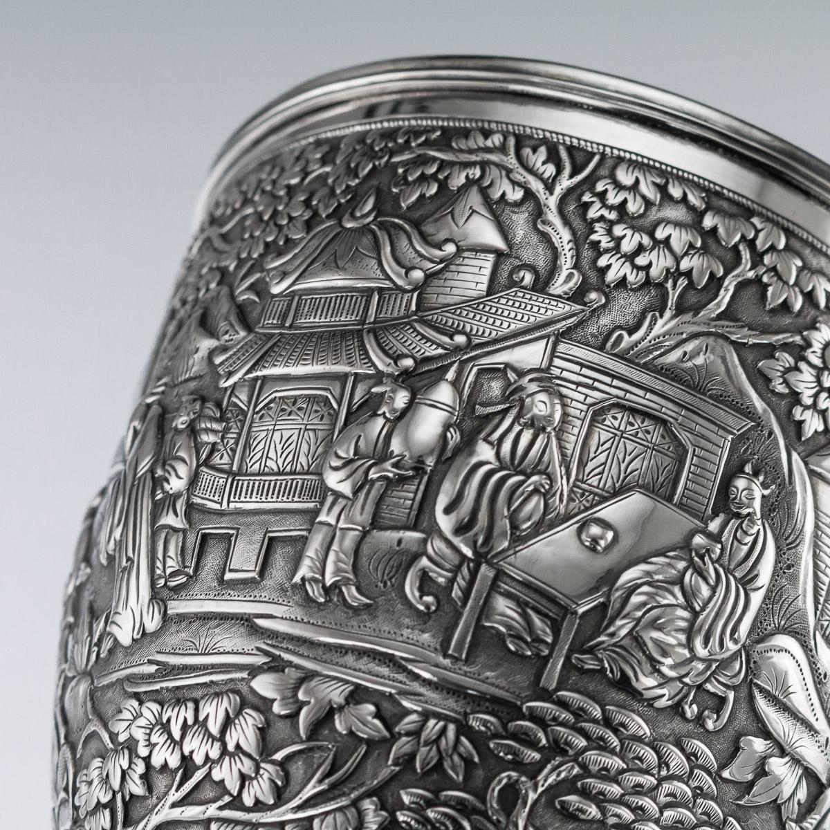 19th Century Chinese Export Solid Silver Goblet, Hoaching, circa 1870 3