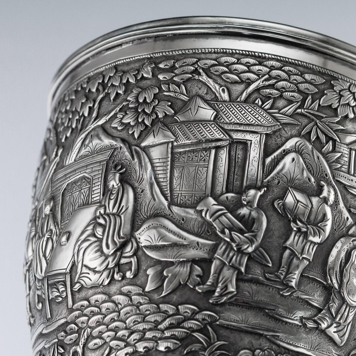 19th Century Chinese Export Solid Silver Goblet, Hoaching, circa 1870 4