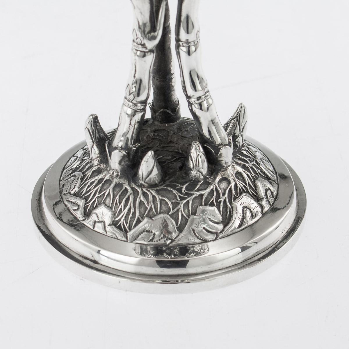 19th Century Chinese Export Solid Silver Goblet, Leeching C.1870 8