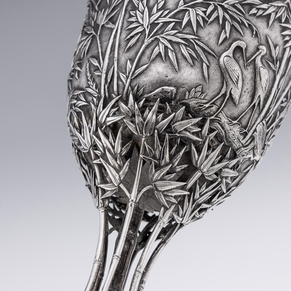 19th Century Chinese Export Solid Silver Goblet, Leeching, c.1870 For Sale 13
