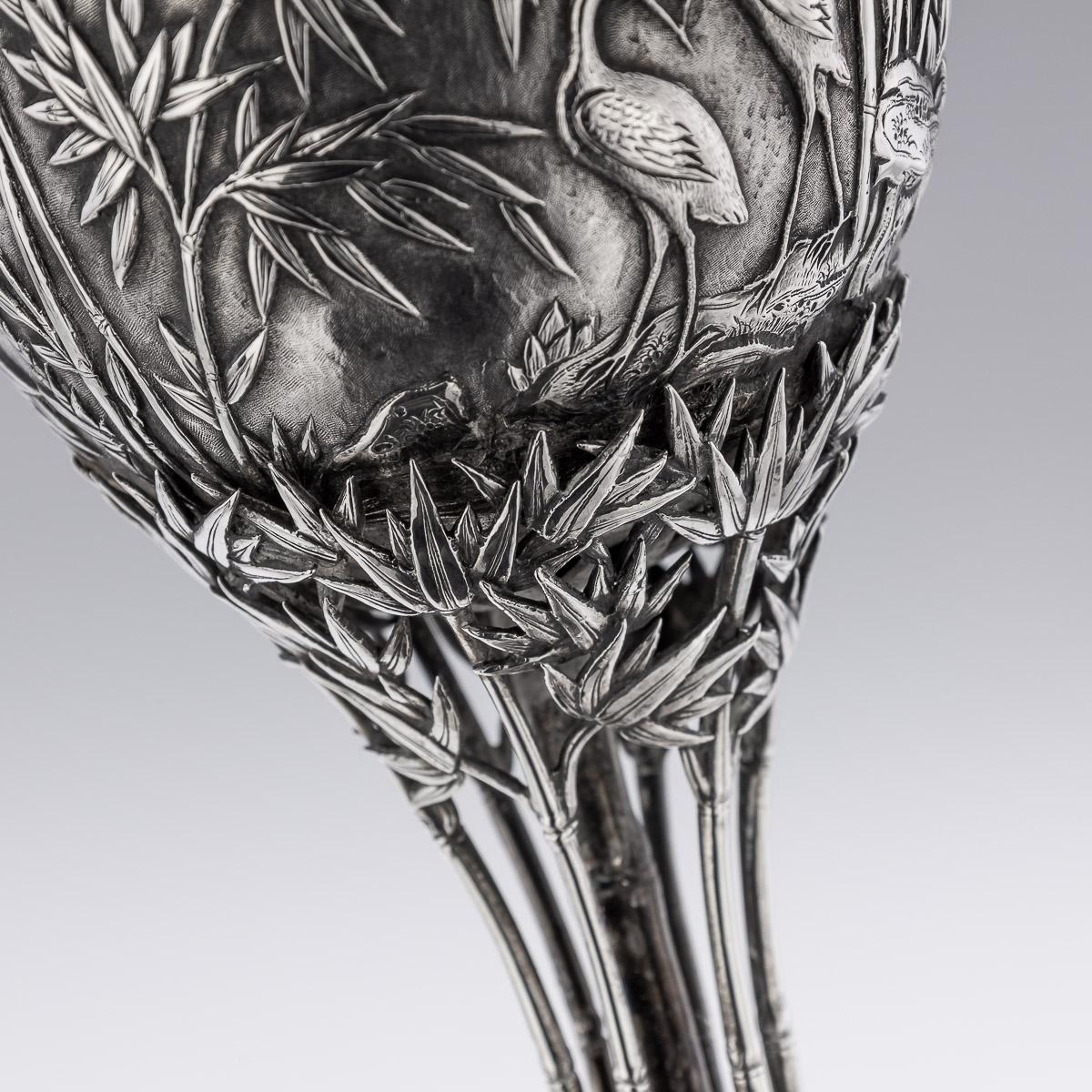 19th Century Chinese Export Solid Silver Goblet, Leeching, c.1870 For Sale 14