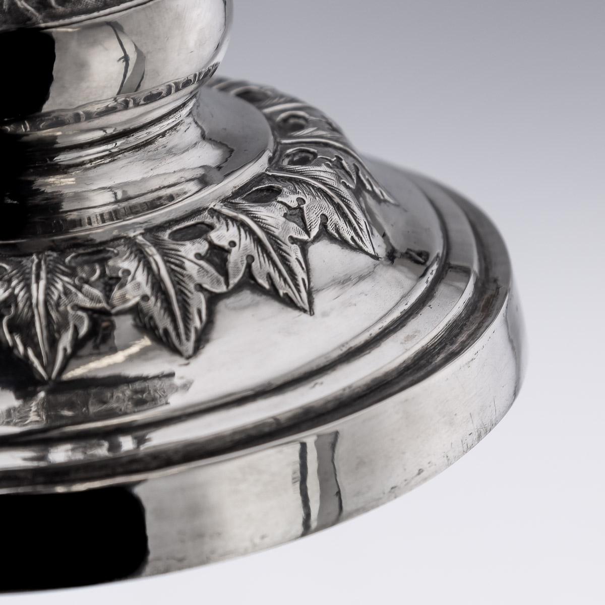 19th Century Chinese Export Solid Silver Goblet, Leeching, c.1870 For Sale 16