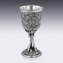 19. Jahrhundert Chinesisch Export massivem Silber Pokal:: Blutegel C.1870