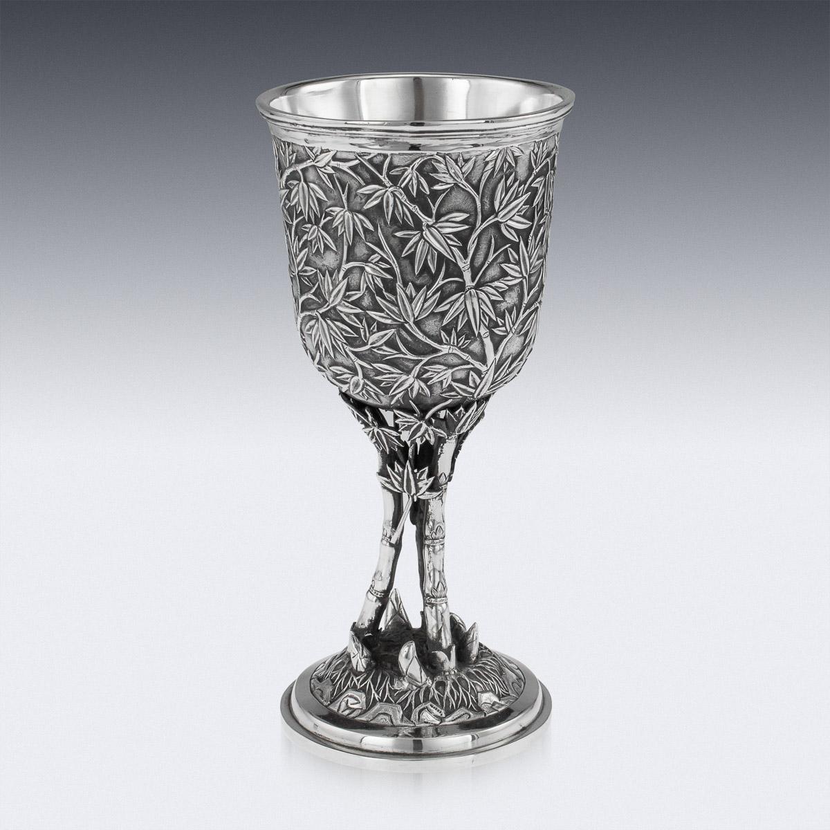 19th Century Chinese Export Solid Silver Goblet, Leeching C.1870 In Good Condition In Royal Tunbridge Wells, Kent