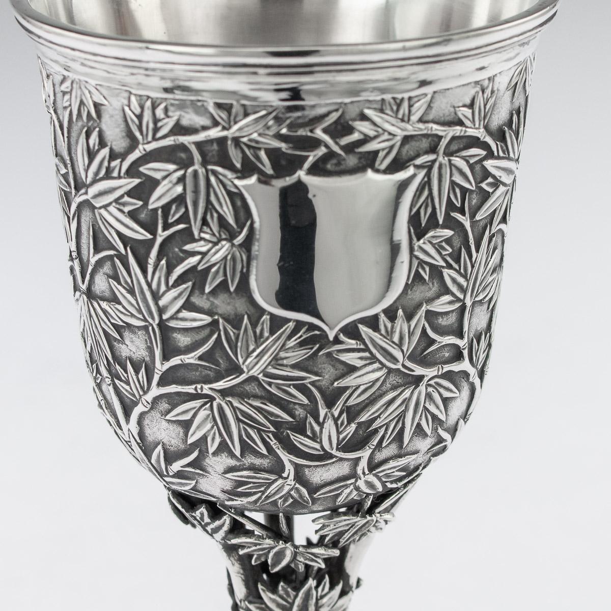 19th Century Chinese Export Solid Silver Goblet, Leeching C.1870 4
