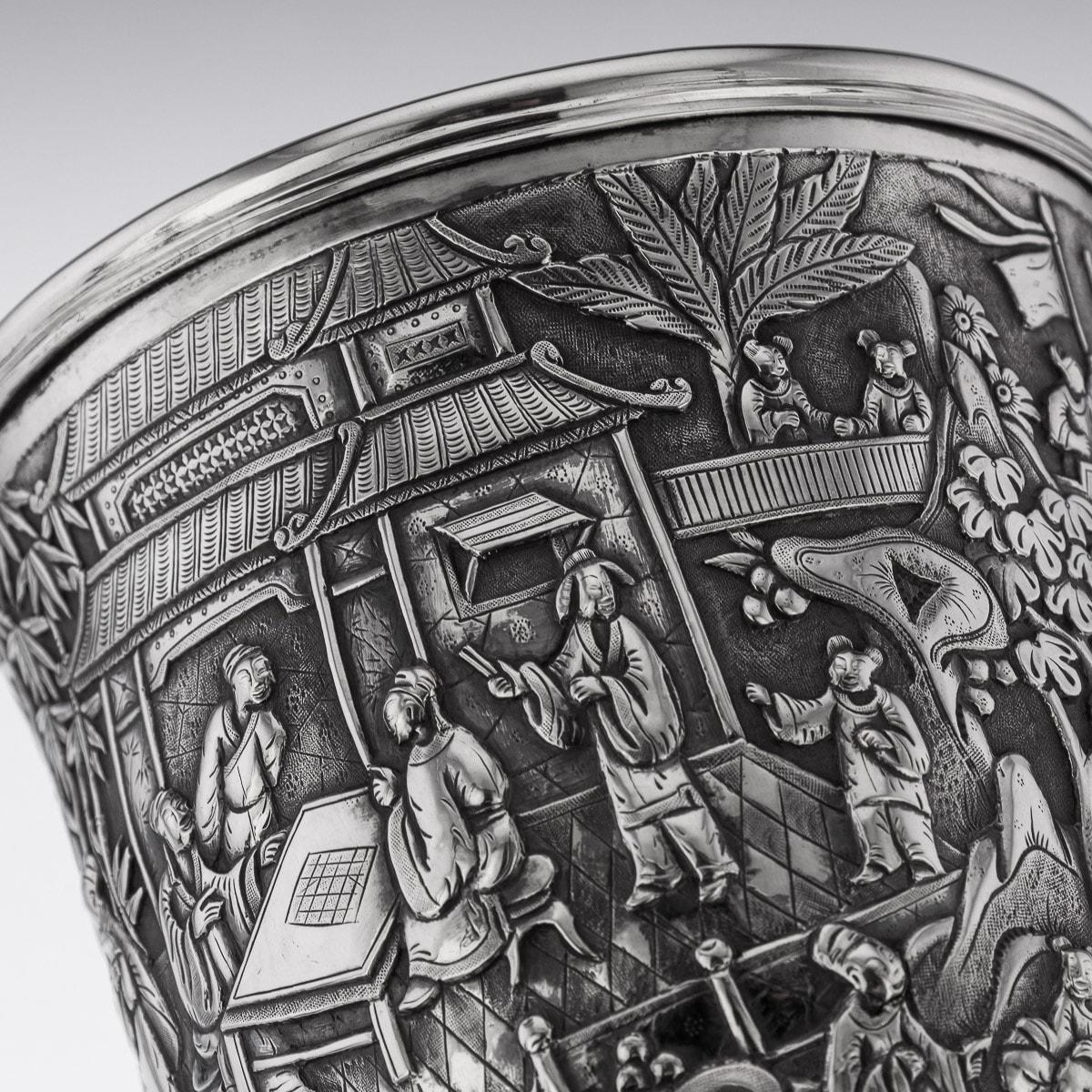 19th Century Chinese Export Solid Silver Goblet, Woshing, circa 1870 12