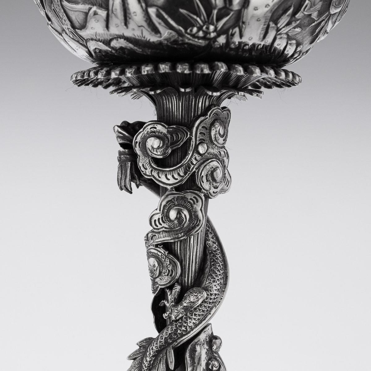19th Century Chinese Export Solid Silver Goblet, Woshing, circa 1870 14