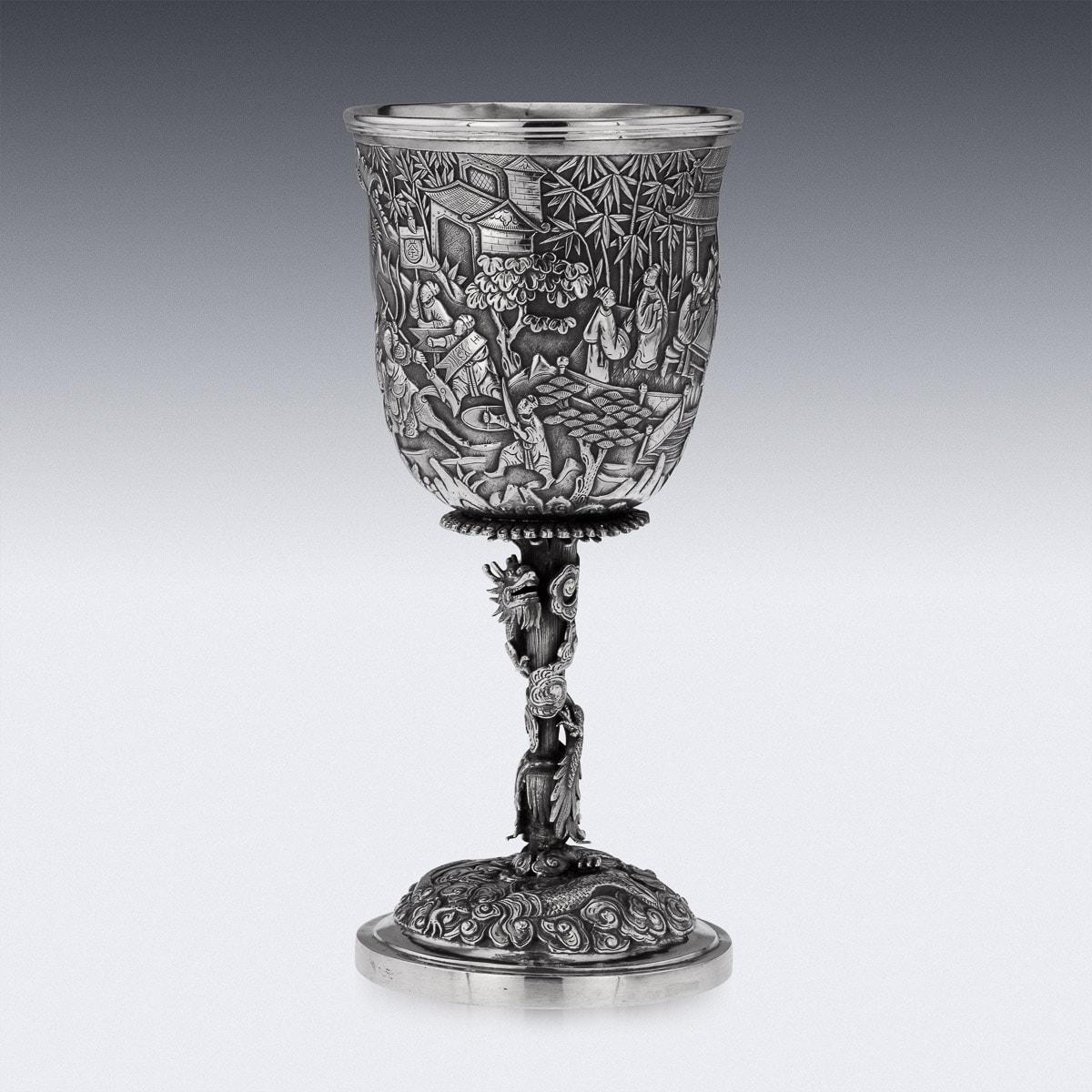 19th Century Chinese Export Solid Silver Goblet, Woshing, circa 1870 In Good Condition In Royal Tunbridge Wells, Kent