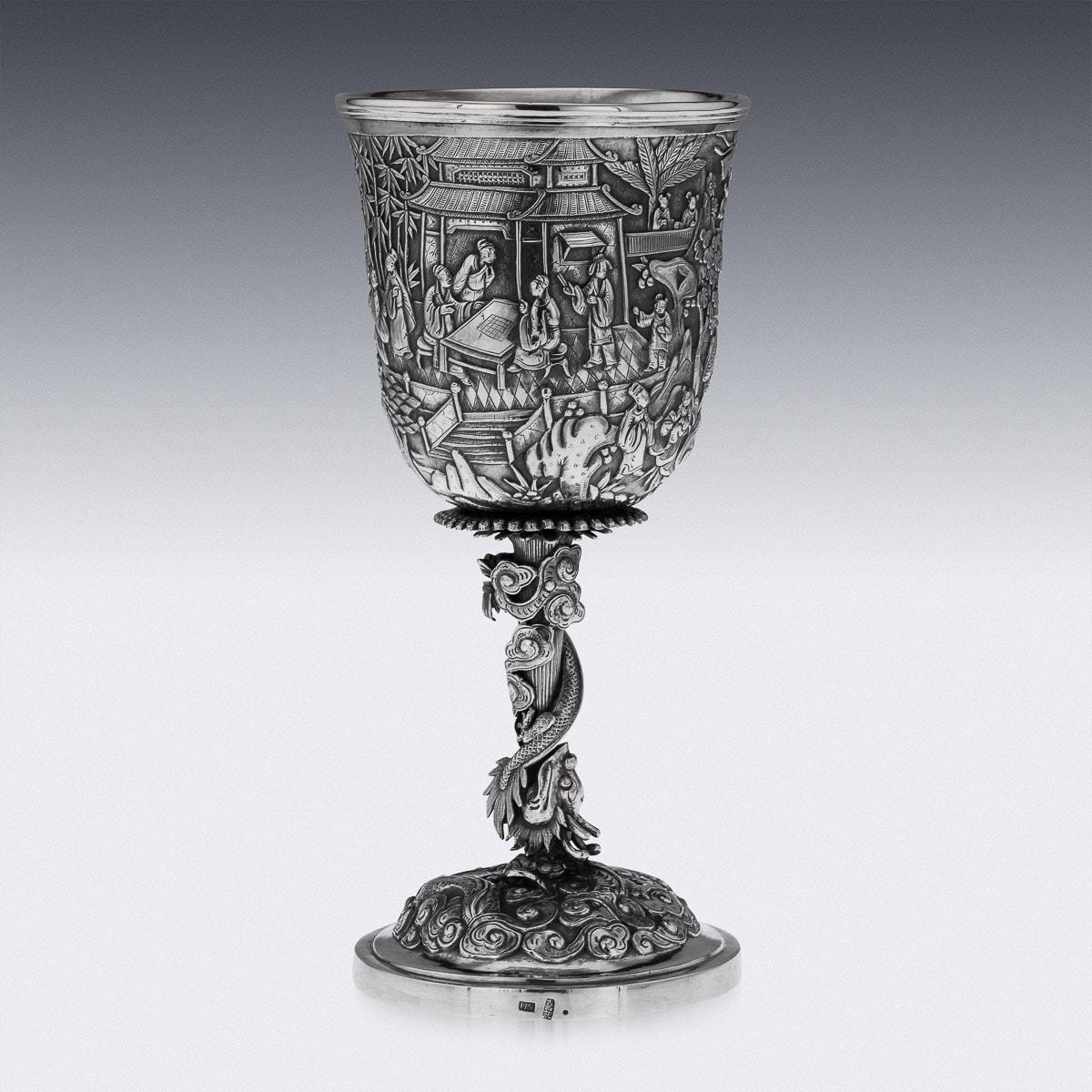19th Century Chinese Export Solid Silver Goblet, Woshing, circa 1870 1