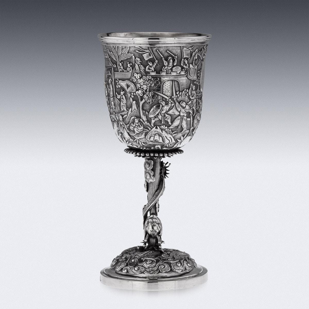19th Century Chinese Export Solid Silver Goblet, Woshing, circa 1870 2