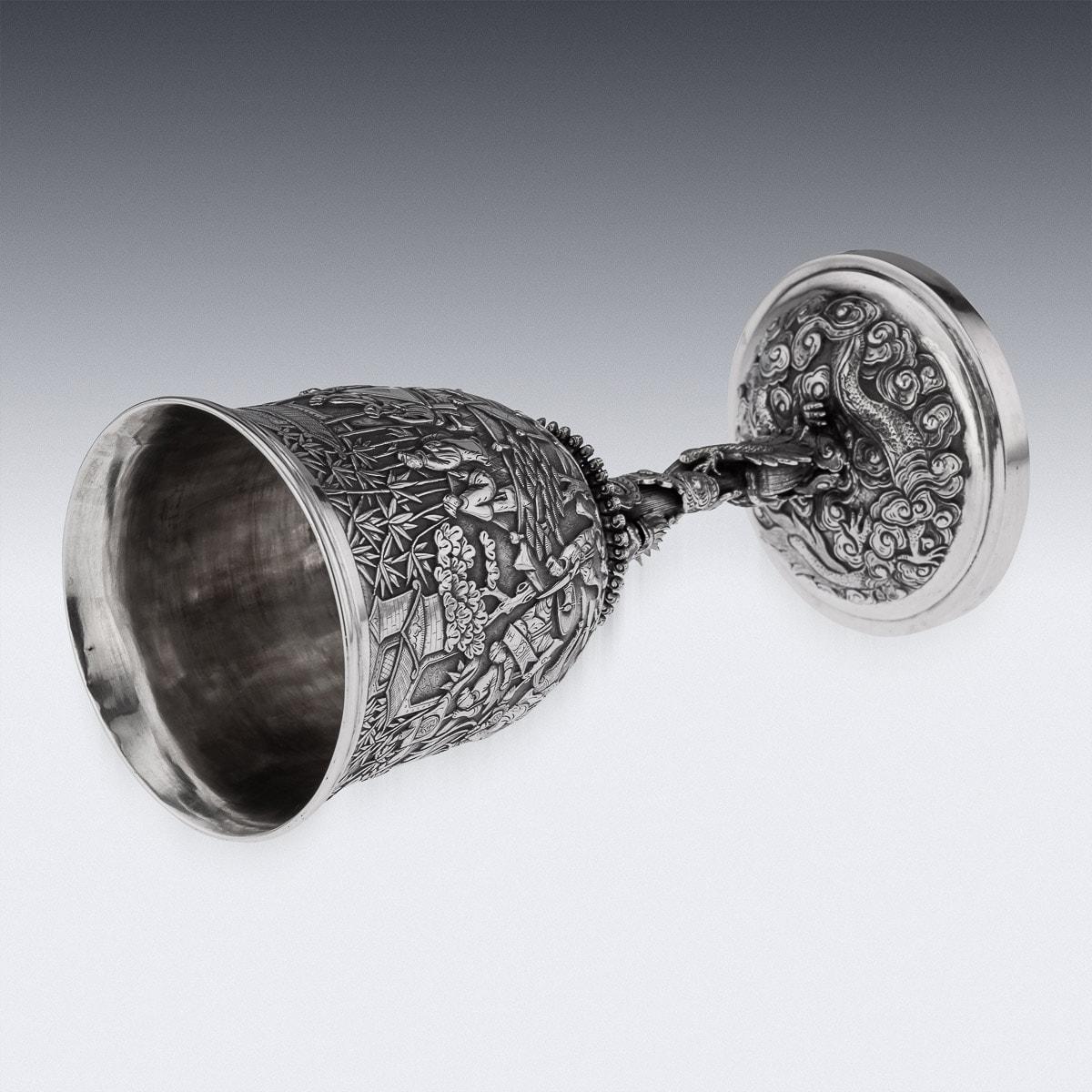 19th Century Chinese Export Solid Silver Goblet, Woshing, circa 1870 3