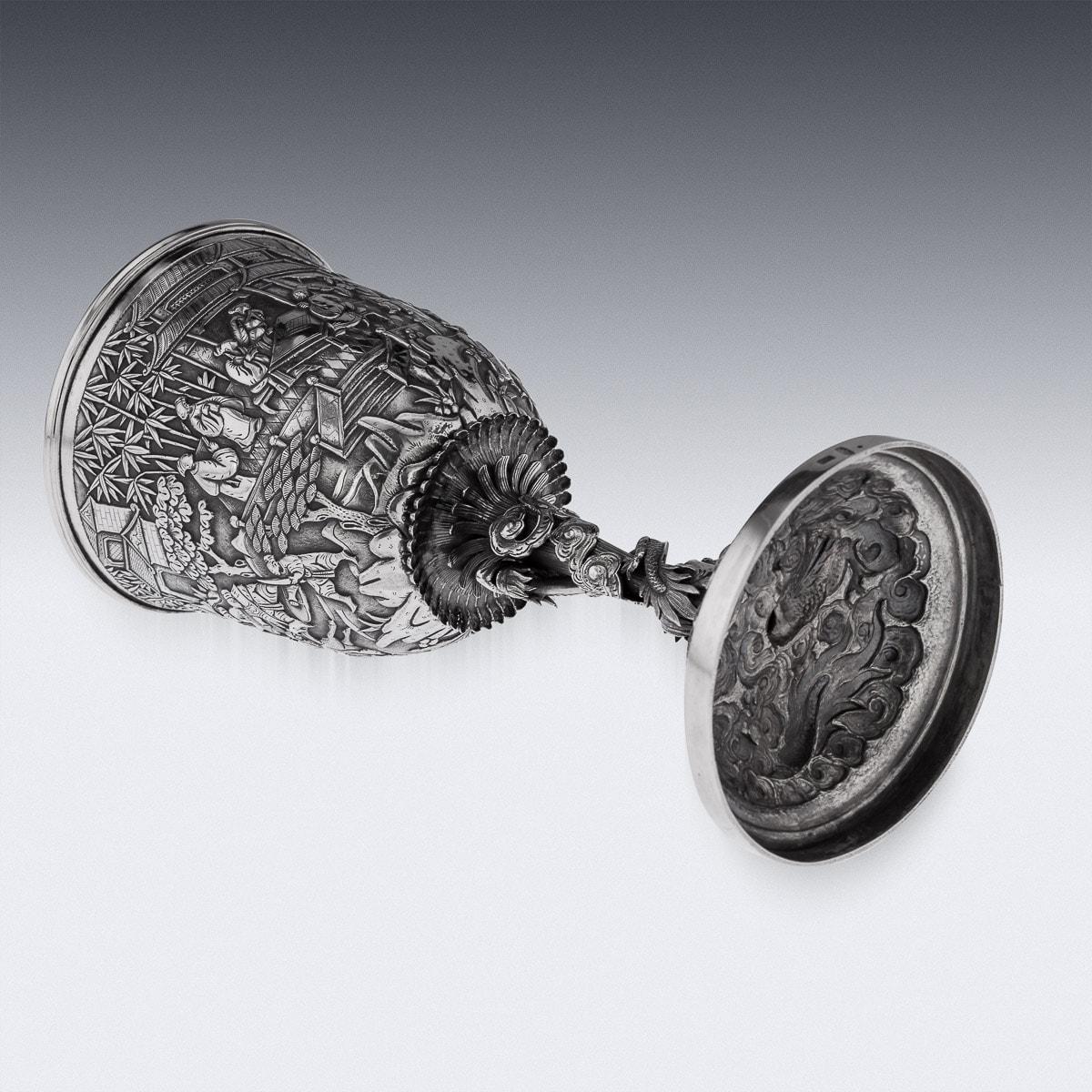 19th Century Chinese Export Solid Silver Goblet, Woshing, circa 1870 4