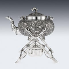 19. Jahrhundert Chinesischer Exportkessel aus massivem Silber:: Luen Wo:: Shanghai:: um 1890
