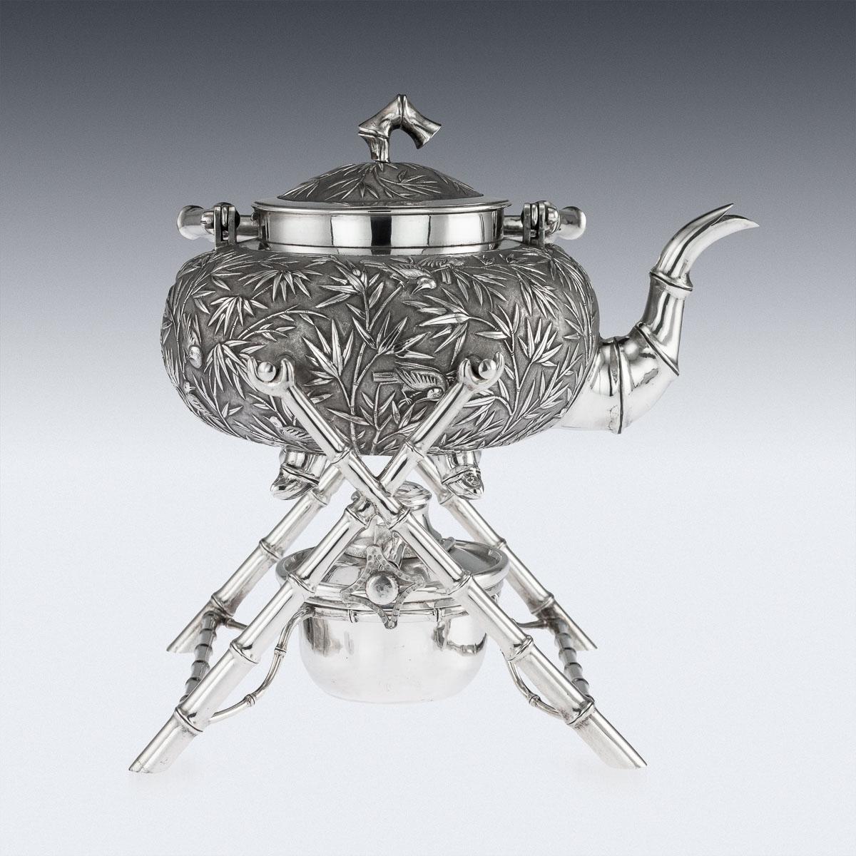 19th Century Chinese Export Solid Silver Kettle, Luen Wo, Shanghai, circa 1890 In Good Condition In Royal Tunbridge Wells, Kent