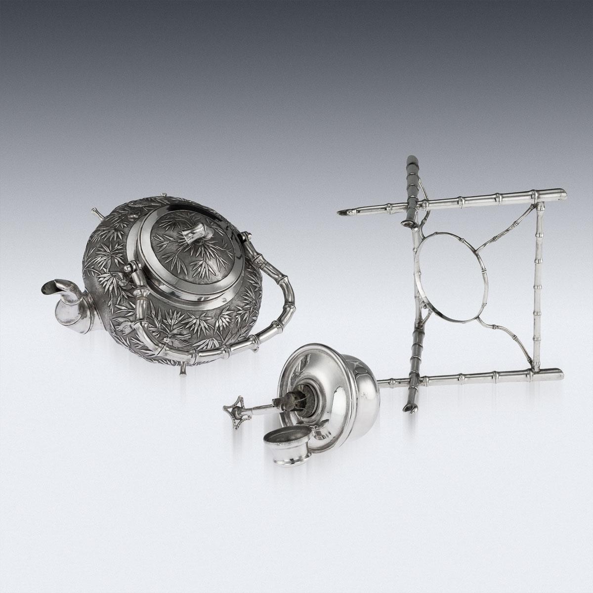19th Century Chinese Export Solid Silver Kettle, Luen Wo, Shanghai, circa 1890 3