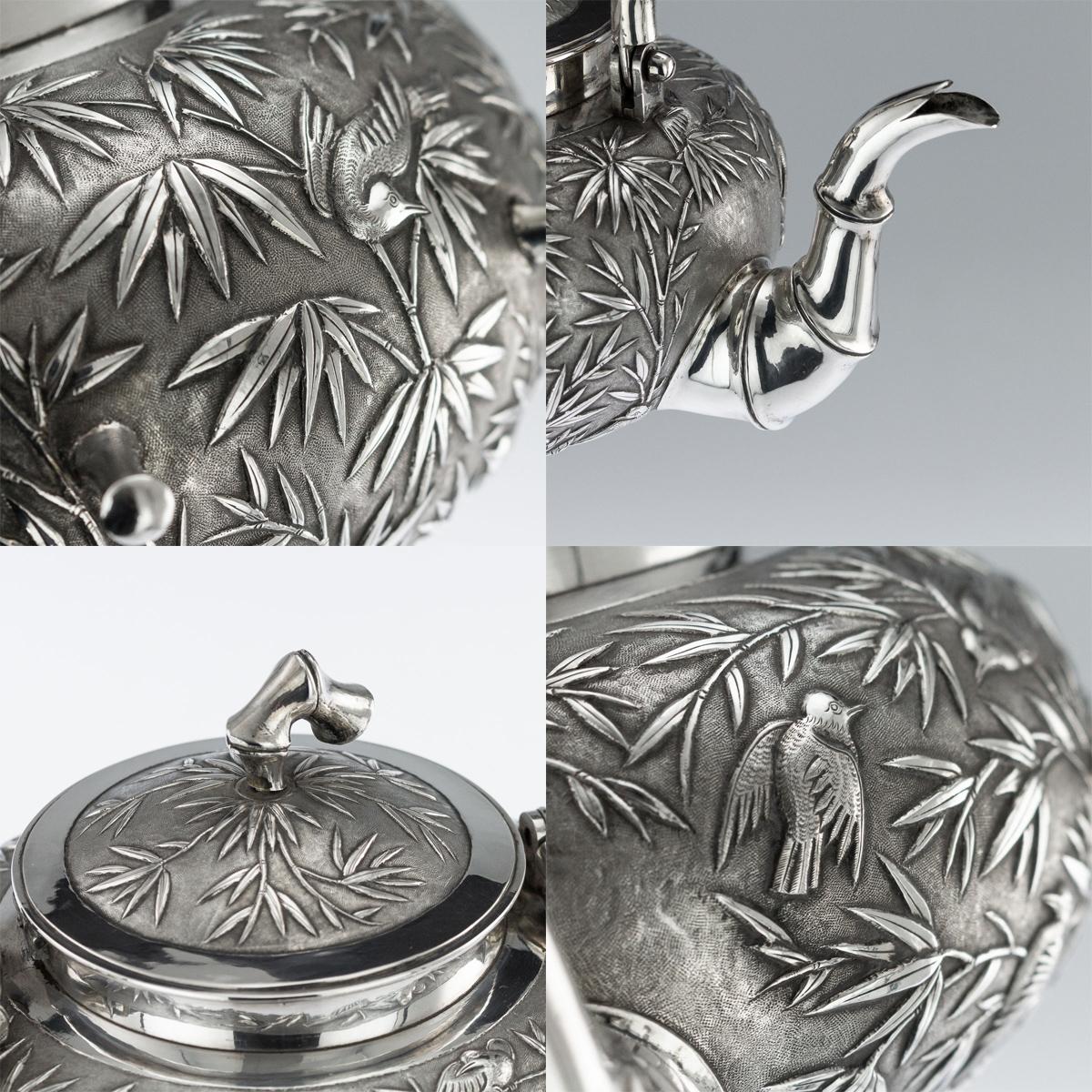 19th Century Chinese Export Solid Silver Kettle, Luen Wo, Shanghai, circa 1890 5