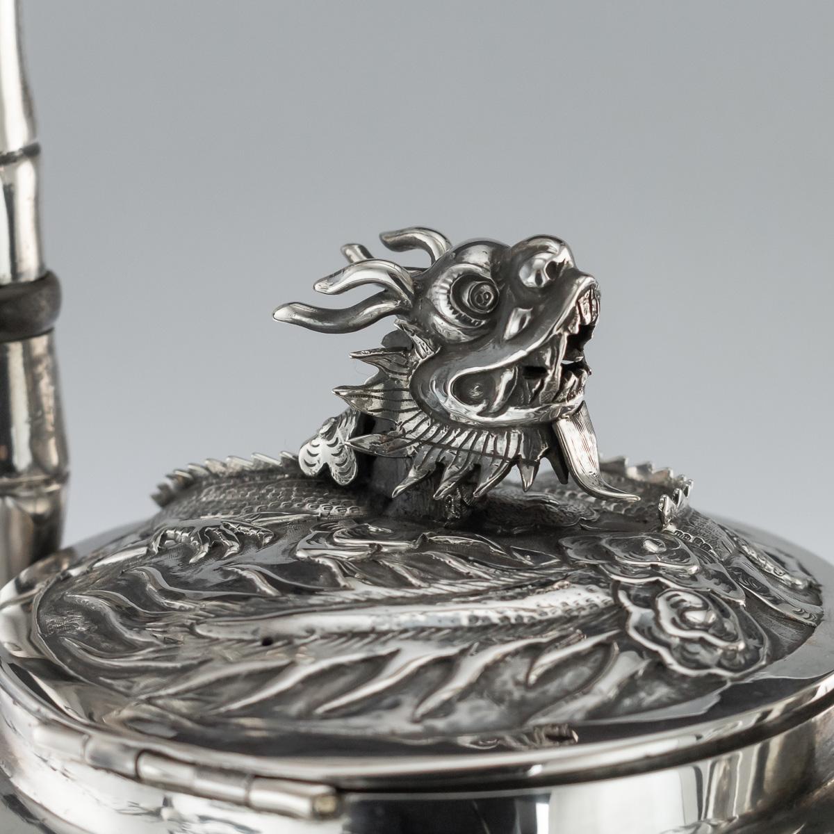 19th Century Chinese Export Solid Silver Kettle On Stand, Wang Hing, circa 1890 4