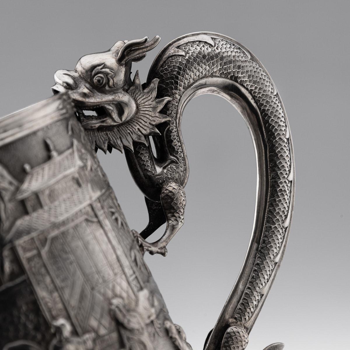 19th Century Chinese Export Solid Silver Nobility Scenes Mug, Sun Shing c.1870 8
