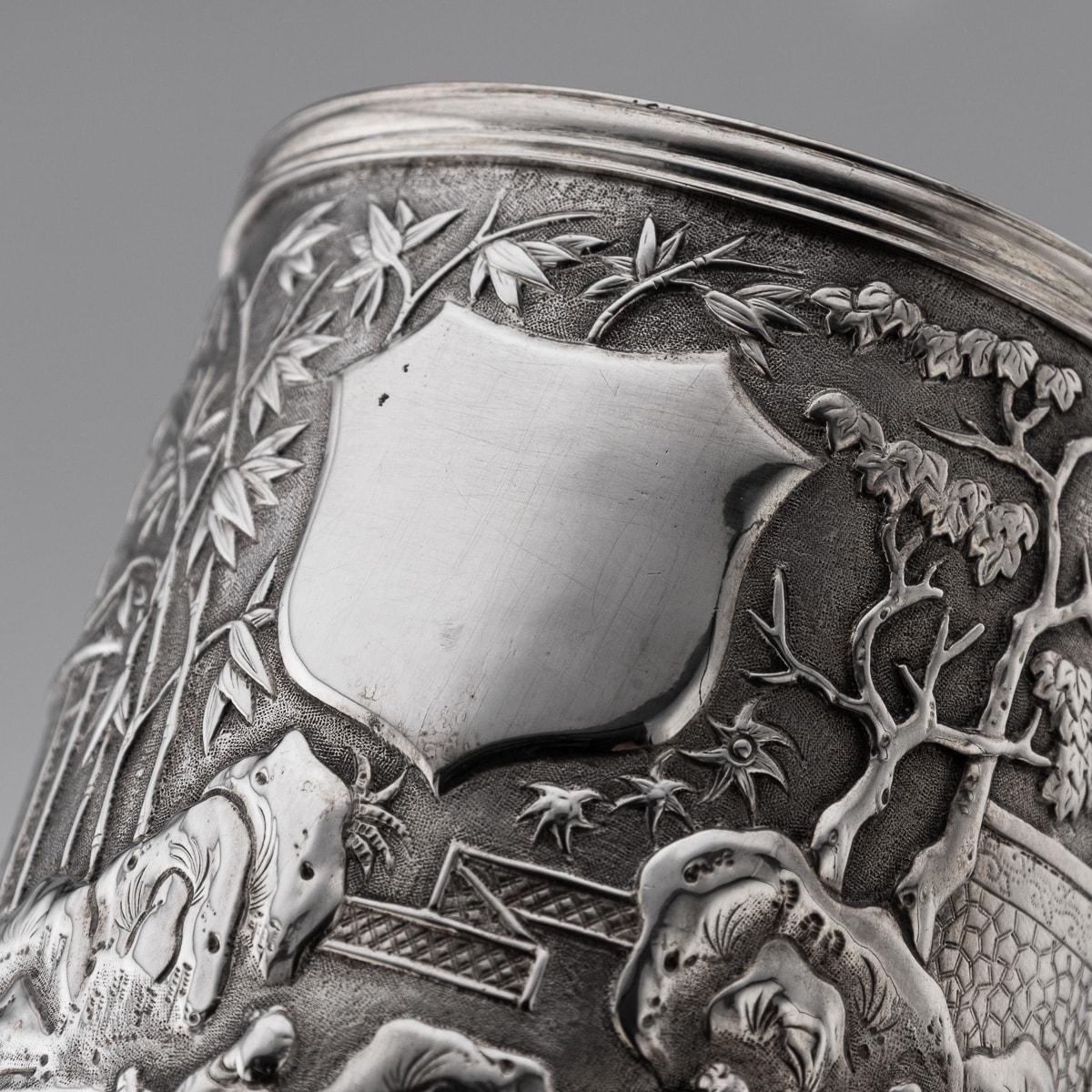 19th Century Chinese Export Solid Silver Nobility Scenes Mug, Sun Shing c.1870 9