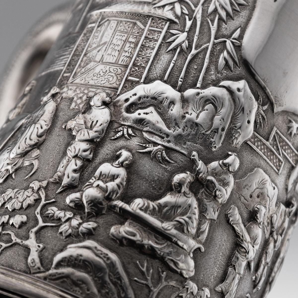 19th Century Chinese Export Solid Silver Nobility Scenes Mug, Sun Shing c.1870 11