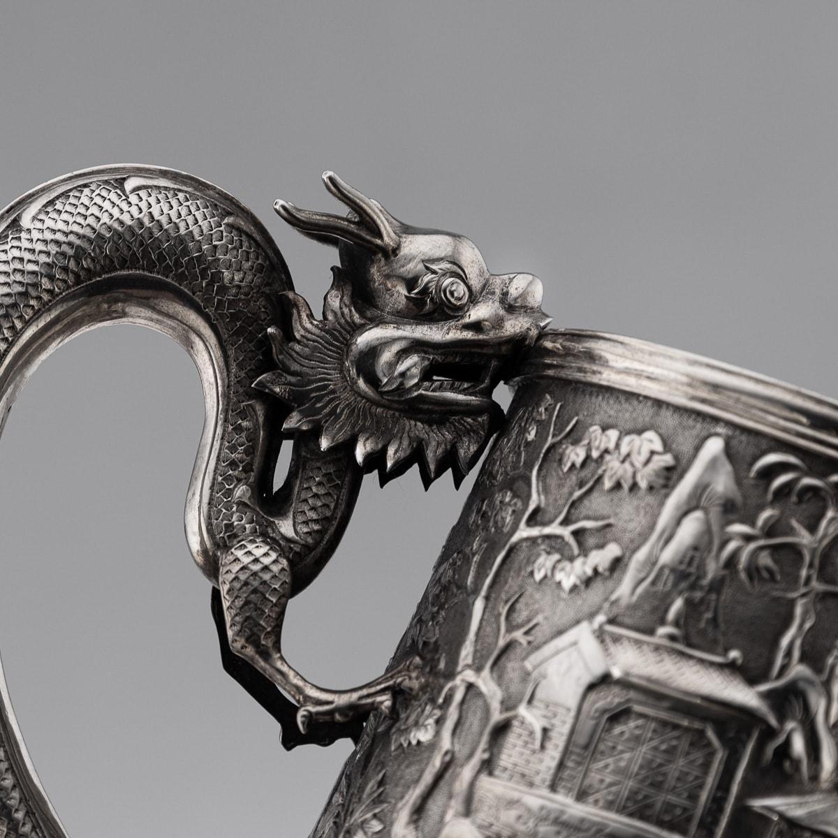 19th Century Chinese Export Solid Silver Nobility Scenes Mug, Sun Shing c.1870 15