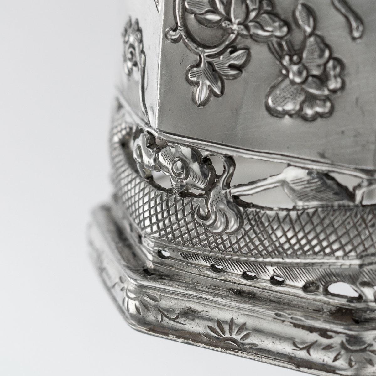 19. Jahrhundert Chinesischer Export massivem Silber Teeglashalter, Kanton, um 1880 im Angebot 7