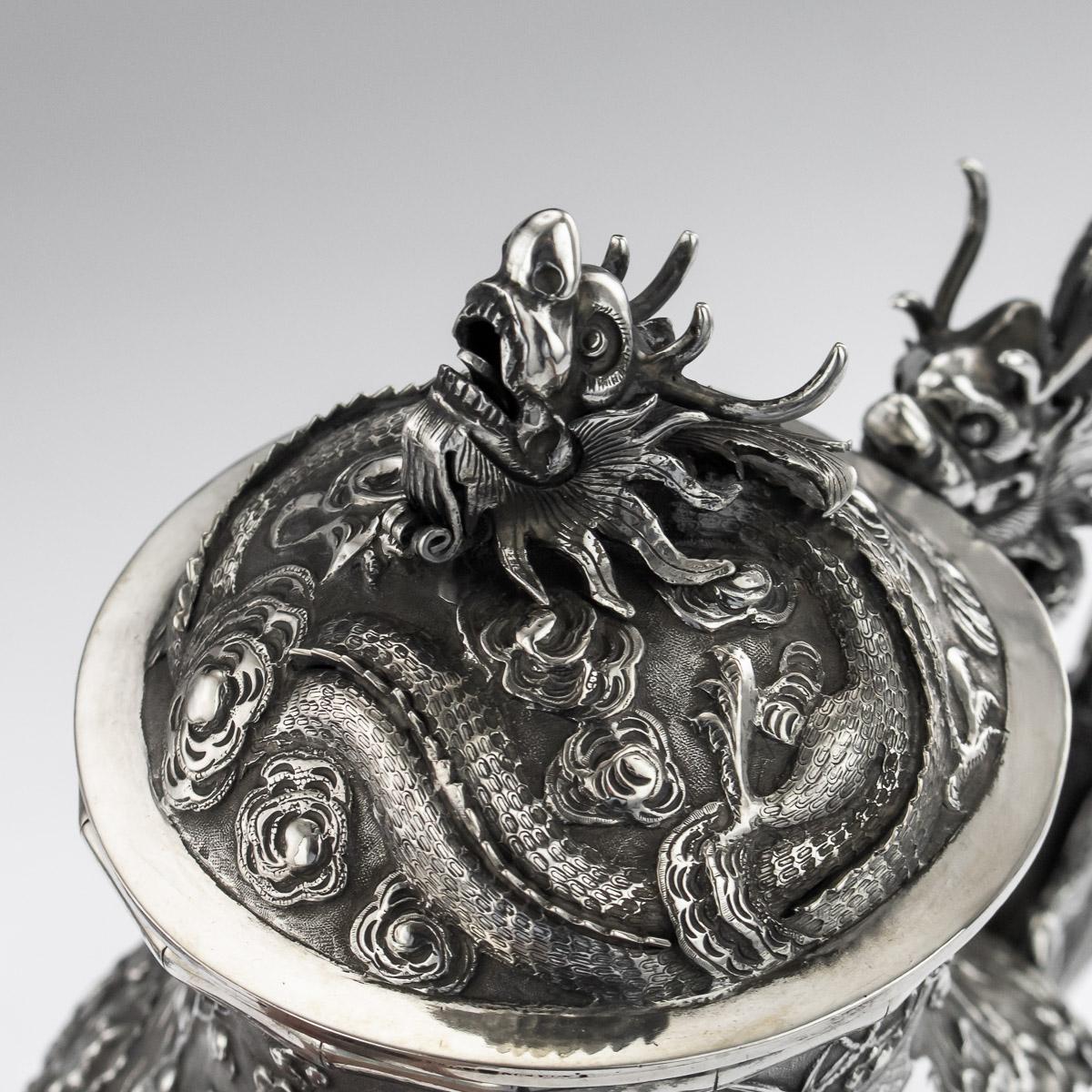 19th Century Chinese Export Solid Silver Tea Set, Woshing, Shanghai, c.1890 10