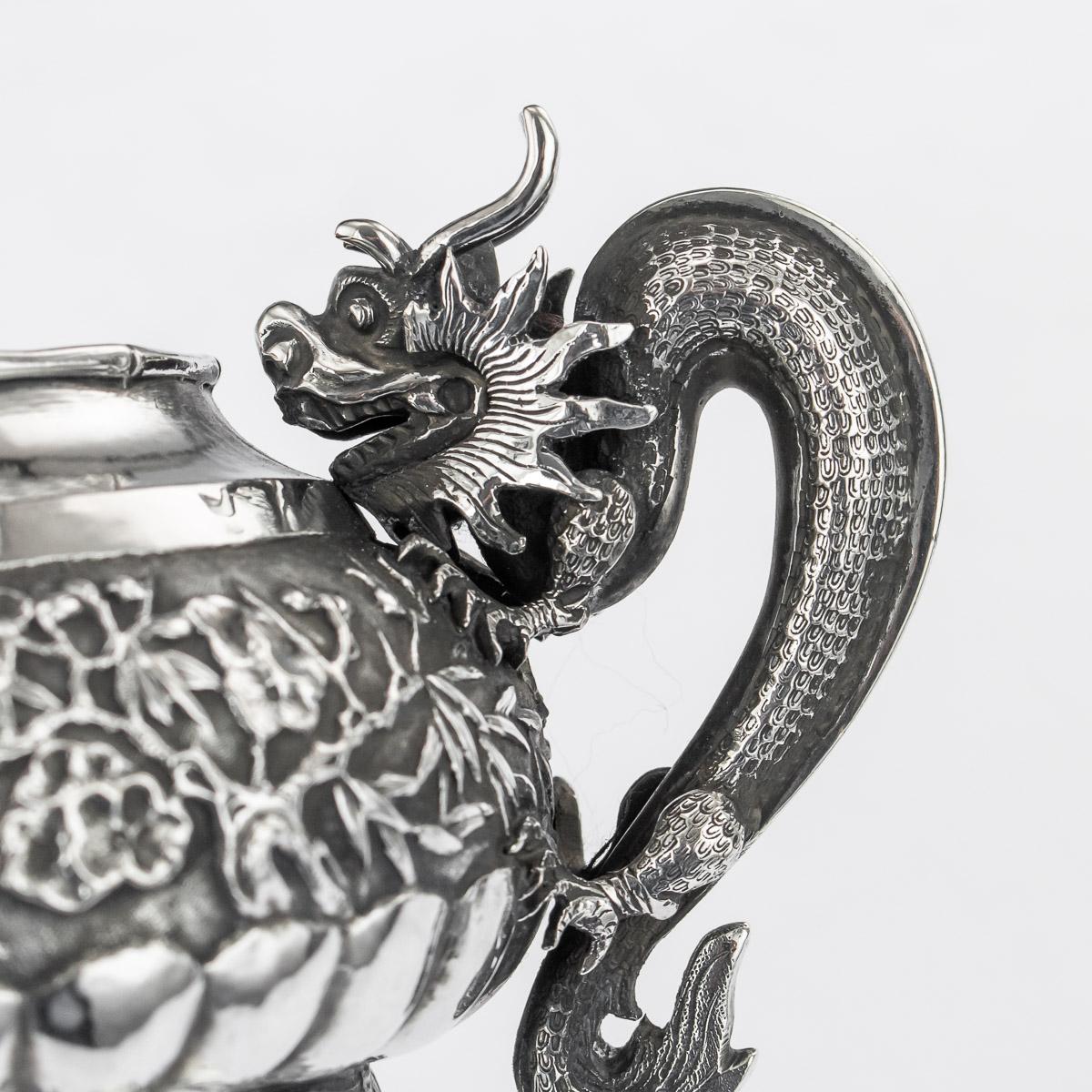19th Century Chinese Export Solid Silver Tea Set, Woshing, Shanghai, c.1890 In Good Condition In Royal Tunbridge Wells, Kent