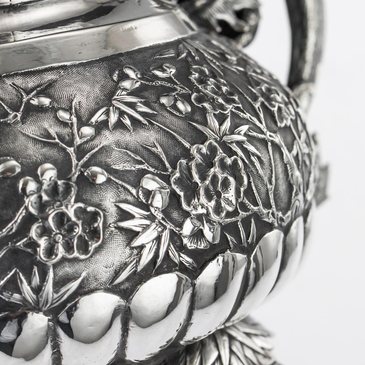 19th Century Chinese Export Solid Silver Tea Set, Woshing, Shanghai, c.1890 2
