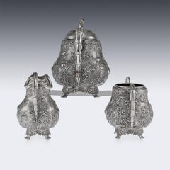19th Century Chinese Export Solid Silver Tea Set, Woshing, Shanghai, circa 1890
