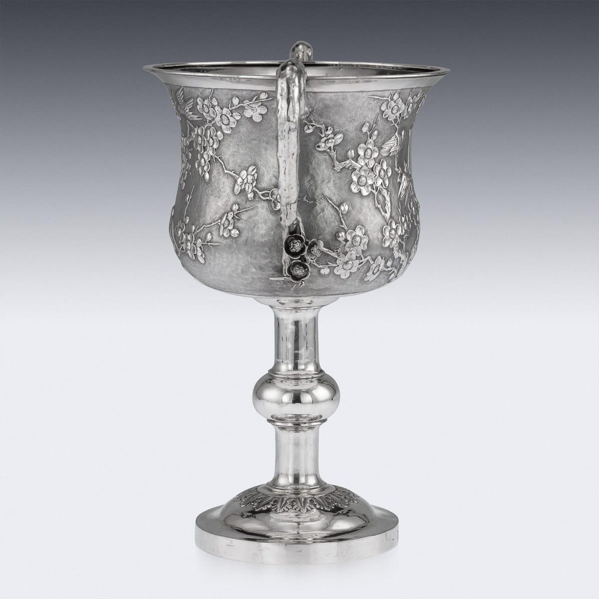 19th Century Chinese Export Solid Silver Trophy Cup, Woshing Shanghai circa 1890 1