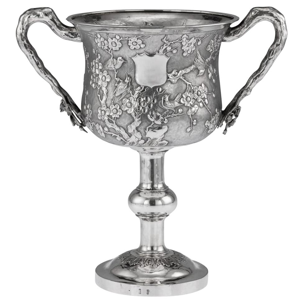 19th Century Chinese Export Solid Silver Trophy Cup, Woshing Shanghai circa 1890