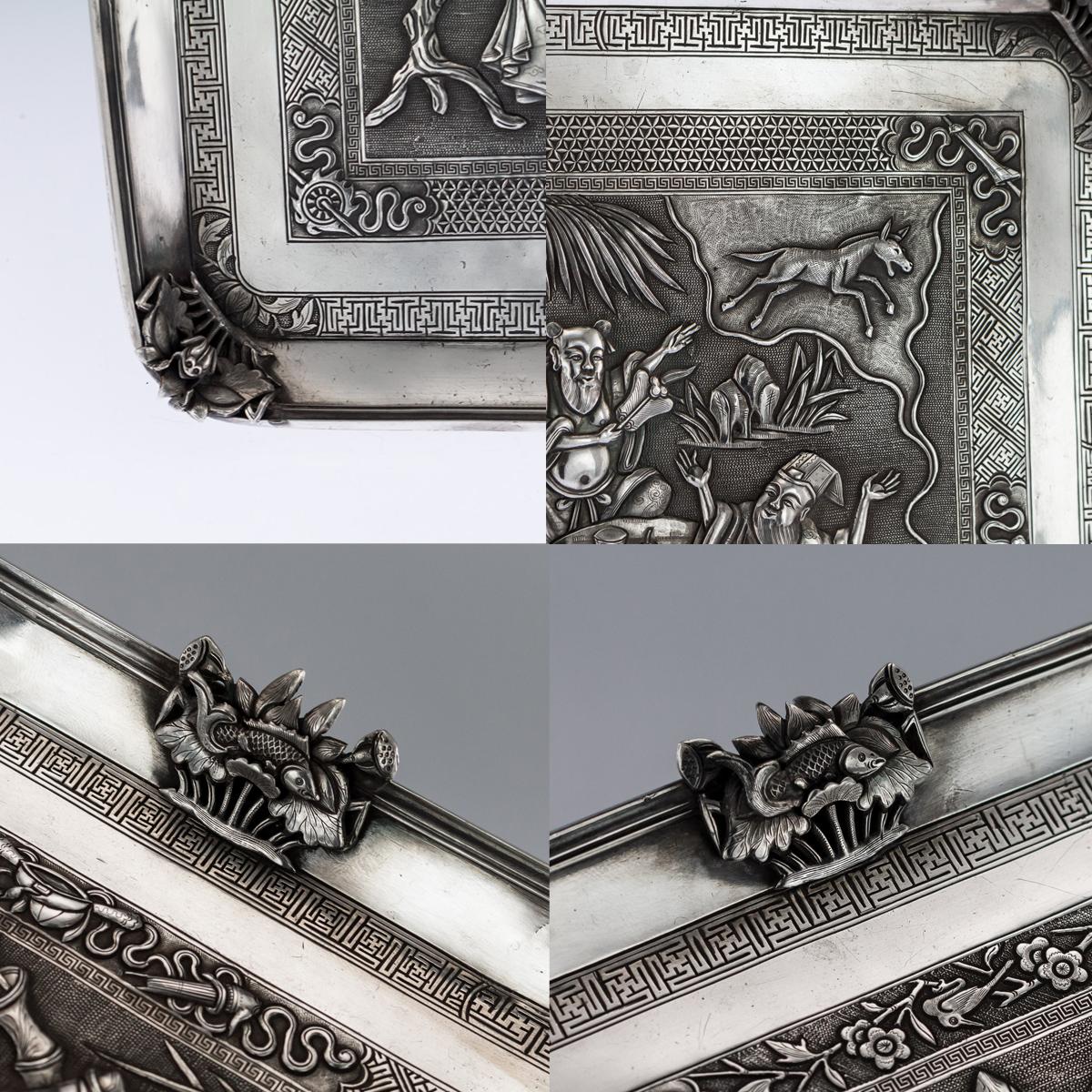 19th Century Chinese Export Solid Silver Wall Plaque, Wang Hing, circa 1870 8