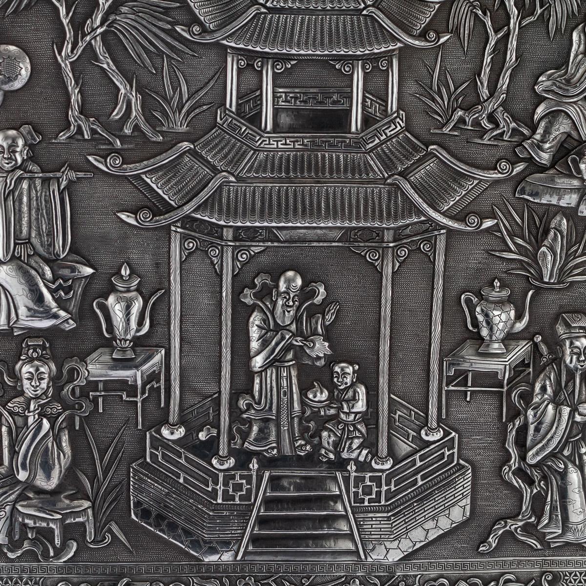 19th Century Chinese Export Solid Silver Wall Plaque, Wang Hing, circa 1870 4