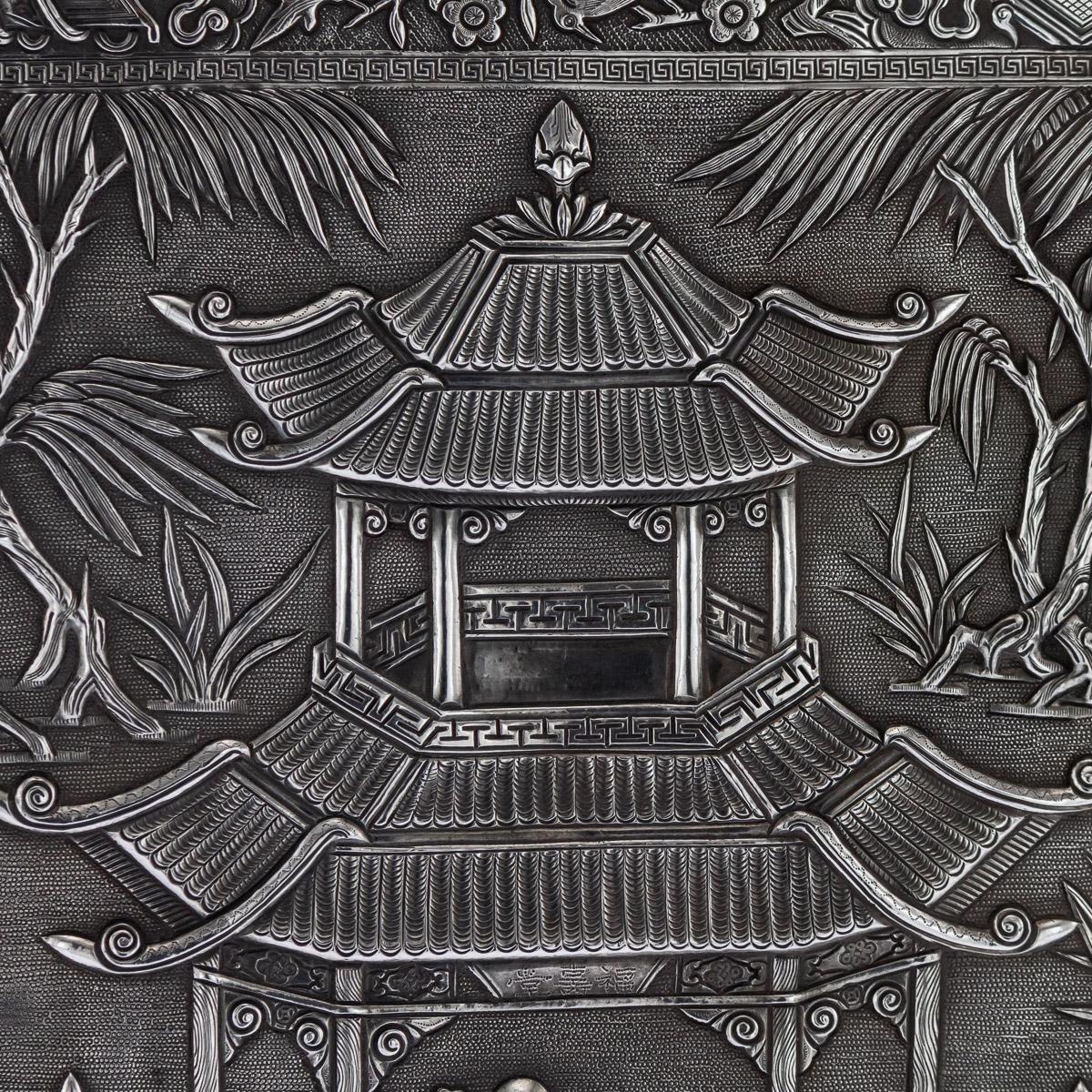 19th Century Chinese Export Solid Silver Wall Plaque, Wang Hing, circa 1870 5