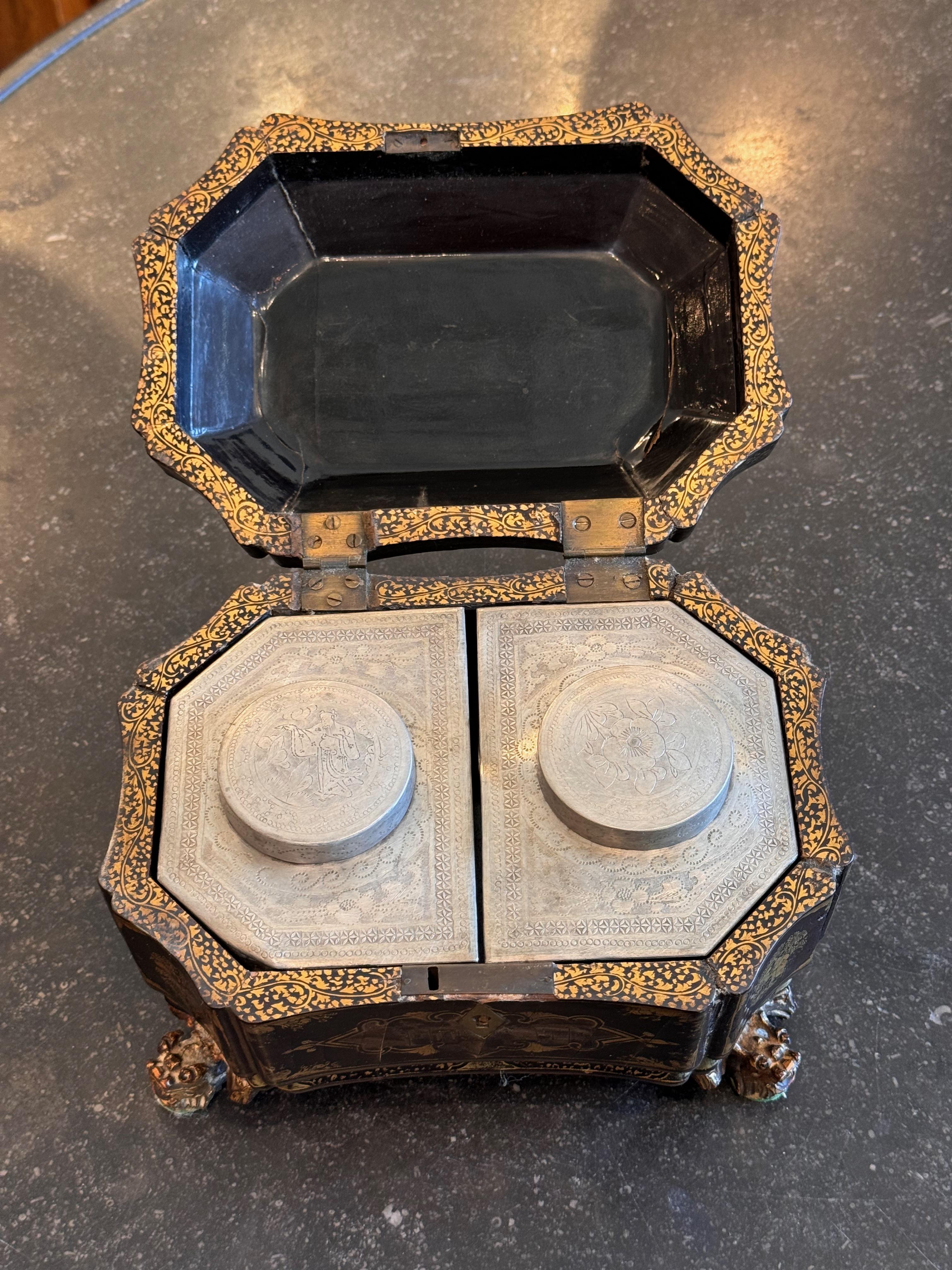 Wood 19th Century Chinese Export Tea Caddy