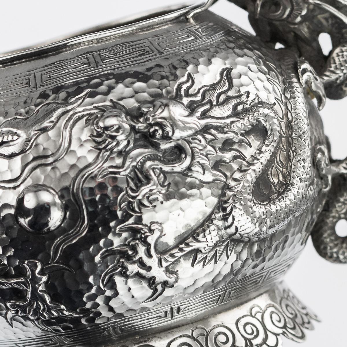 19th Century Chinese Export Tu Mao Xing Solid Silver Dragon Tea Set, circa 1890 10